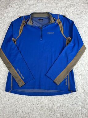 Marmot Blue 1/4 Zip Performance Pullover Small Athletic Top